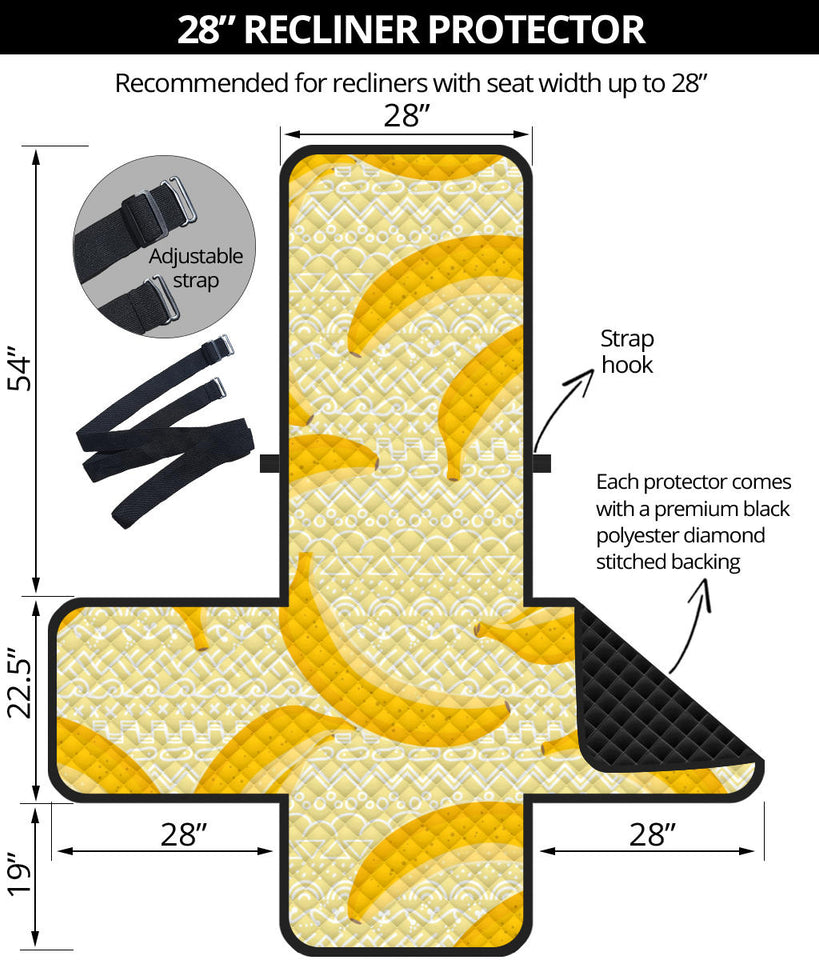 Banana Pattern Tribel Background Recliner Cover Protector