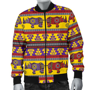 Rhino African Afro Dashiki Adinkra Kente Ethnic Motifs Men Bomber Jacket