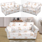 Cute Shiba Inu Heart Pattern Loveseat Couch Slipcover