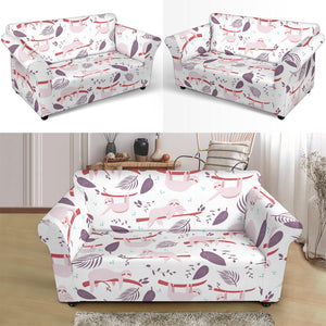 Sloth Leaves Pattern Loveseat Couch Slipcover