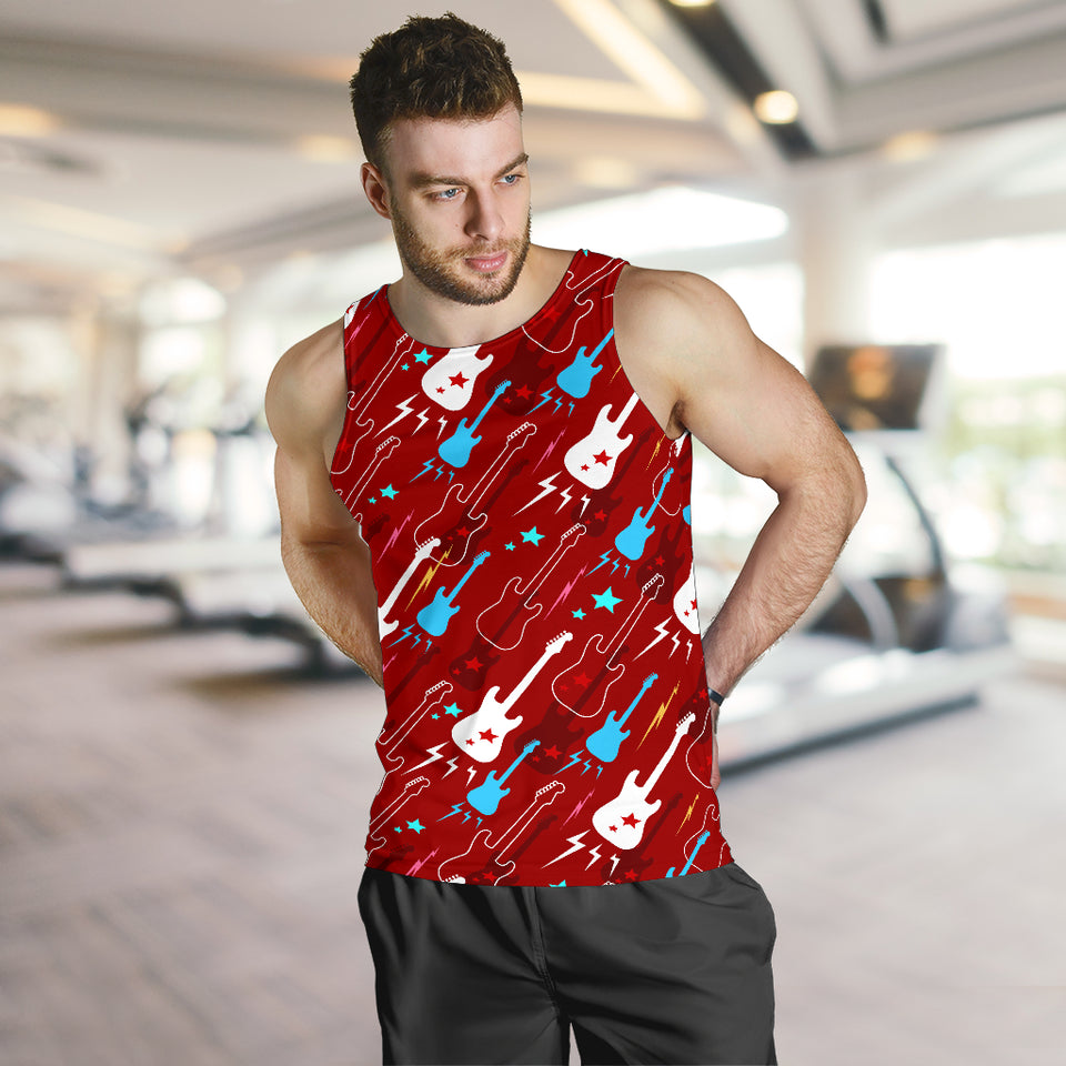 Electical Guitar Red Pattern Men Tank Top