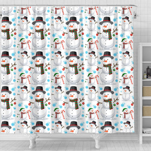 Snowman Pattern Background Shower Curtain Fulfilled In US