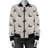 Siberian Husky Pattern Background Women Bomber Jacket