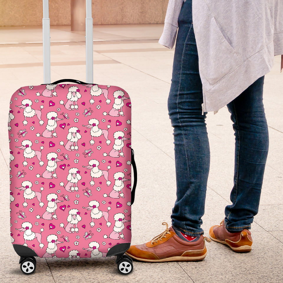 Poodle Pink Heart Pattern Luggage Covers