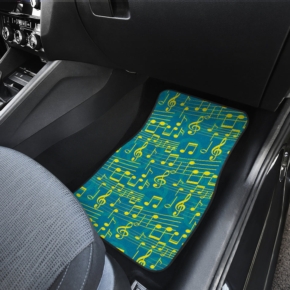 Music Notes Pattern Print Design 05 Front and Back Car Mats