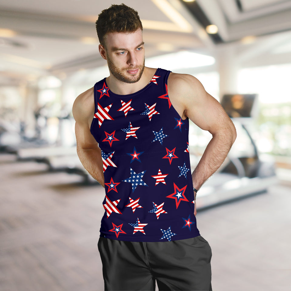 USA Star Pattern Theme Men Tank Top