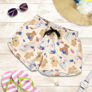 Teddy Bear Pattern Print Design 01 Women Shorts