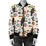 Toucan Flower Pattern Women Bomber Jacket
