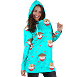 Shiba Inu Japanese Hat Pattern Women Hoodie Dress