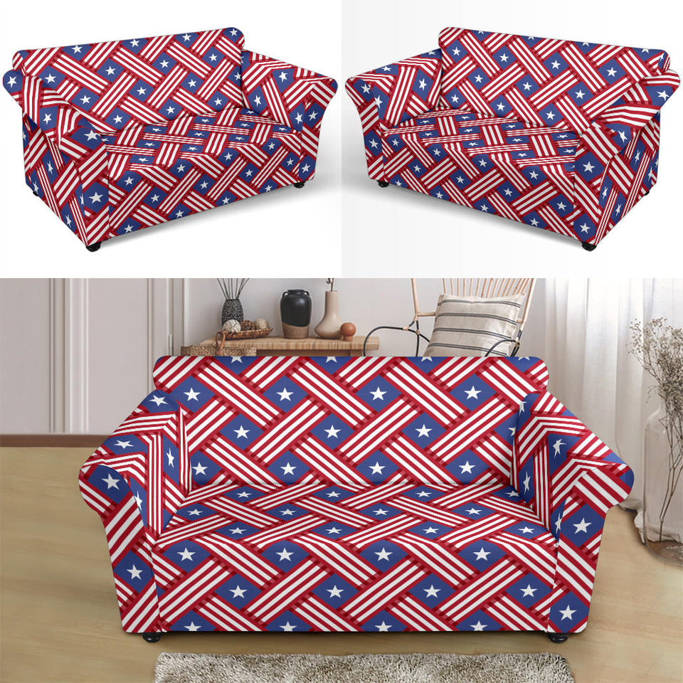 USA Star Stripe Pattern Loveseat Couch Slipcover