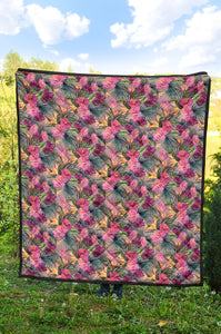 Hibiscus Pattern Print Design 03 Premium Quilt