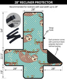 Sloth Mom and baby Pattern Recliner Cover Protector