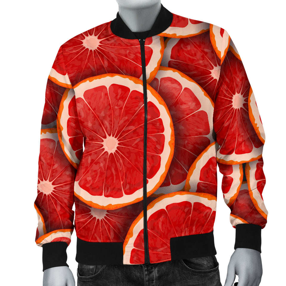 Sliced Grapefruit Pattern Background Men Bomber Jacket