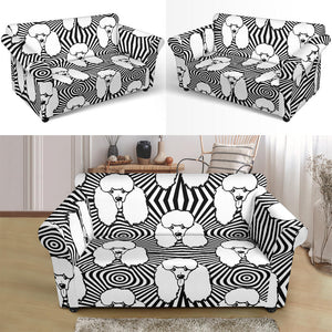 Black and White Poodle Pattern Loveseat Couch Slipcover