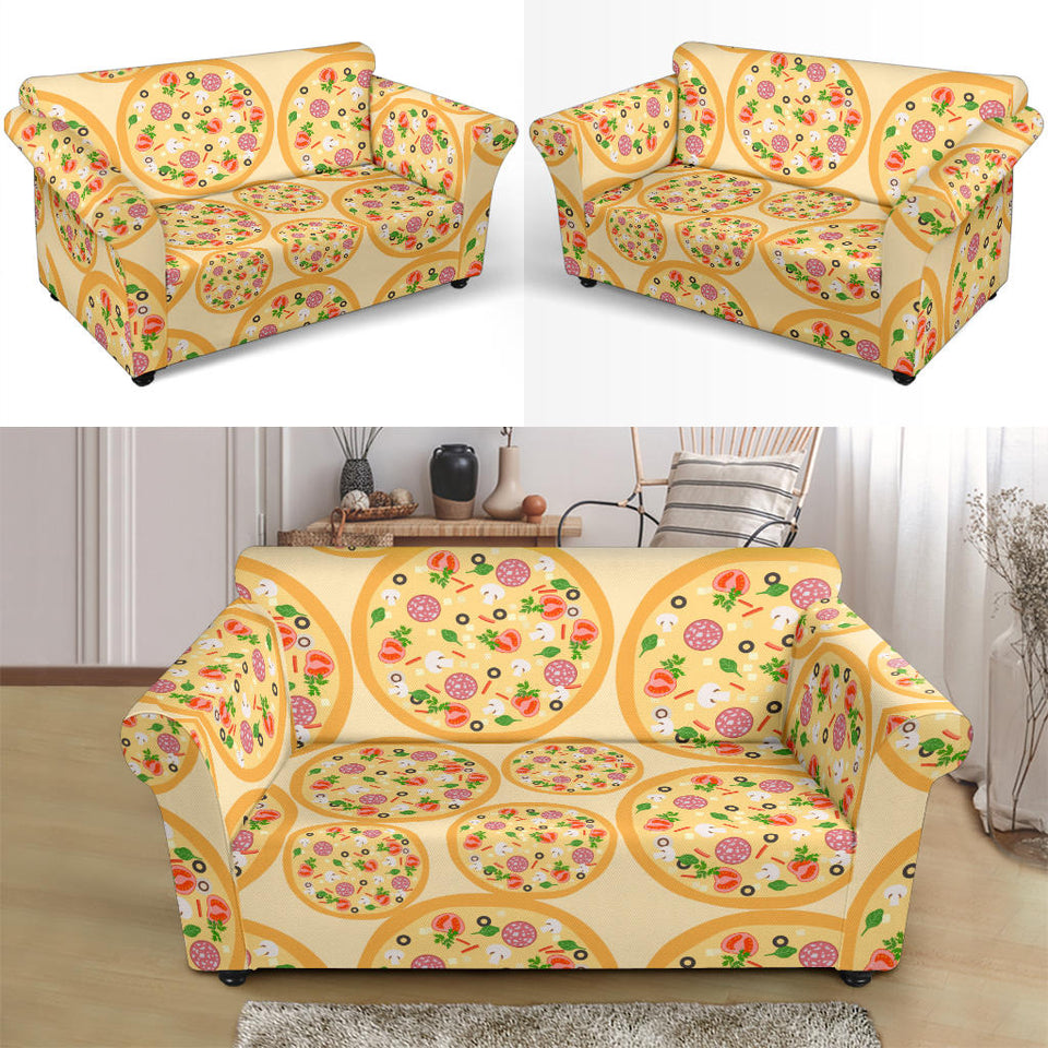 Pizza Theme Pattern Loveseat Couch Slipcover