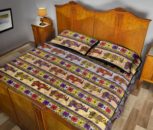 Rhino African Afro Dashiki Adinkra Kente Pattern Quilt Bed Set