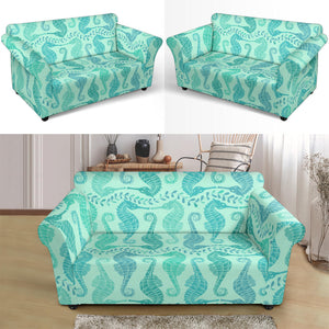 Seahorse Green Pattern Loveseat Couch Slipcover