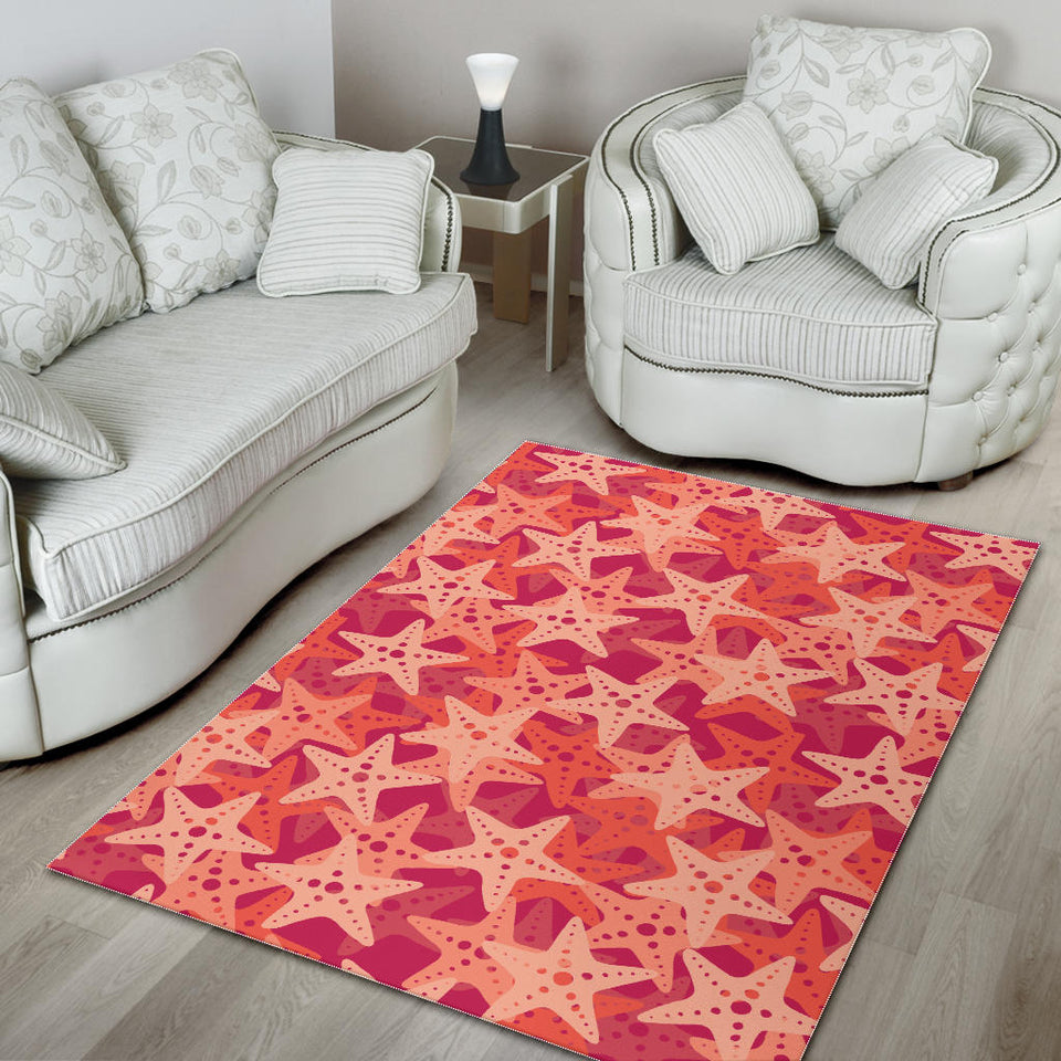 Starfish Red Theme Pattern Area Rug