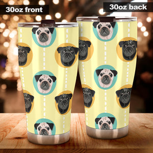 Pug Head Pattern Tumbler