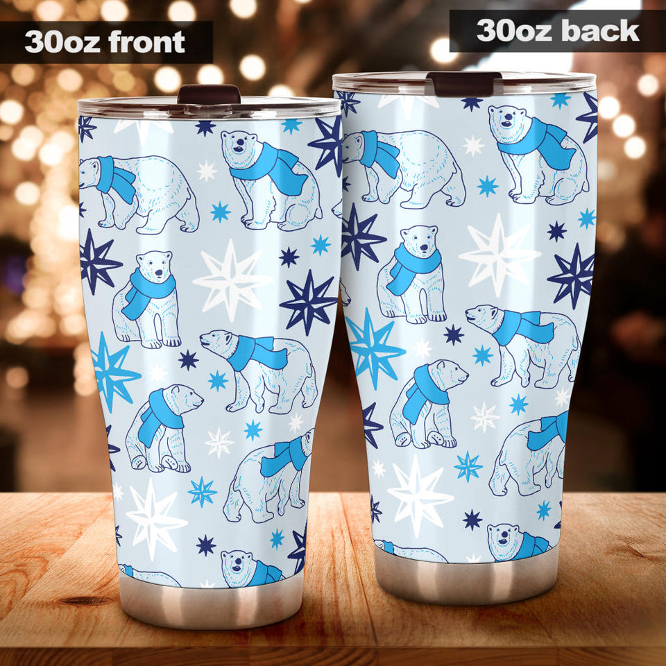 Polar Bear Pattern Blue Background Tumbler