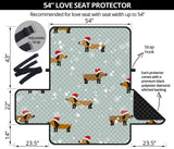 Dachshund Chirstmas Pattern Loveseat Couch Cover Protector