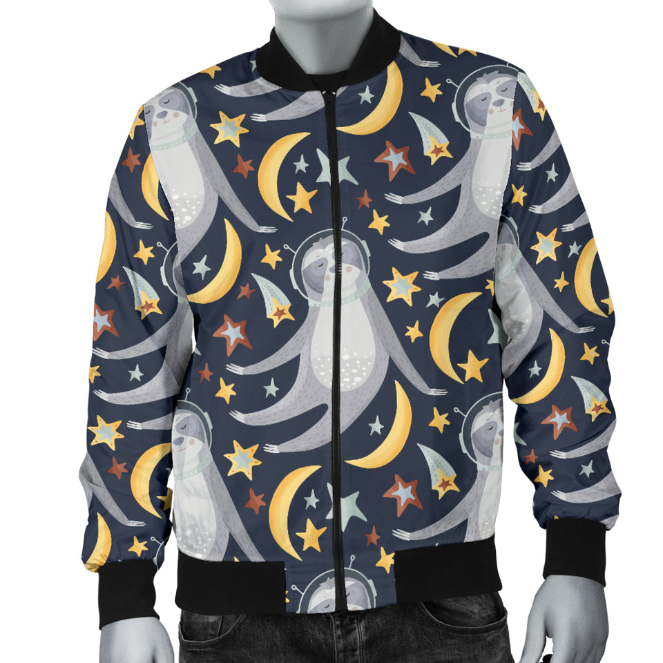 Sloth Astronaut Pattern Men Bomber Jacket