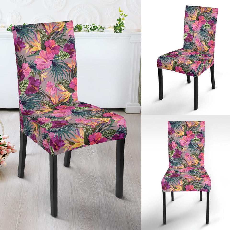 Hibiscus Pattern Print Design 03 Dining Chair Slipcover