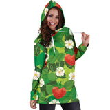 Strawberry Leaves Pattern Women Hoodie Dress