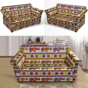 Rhino African Afro Dashiki Adinkra Kente Pattern Loveseat Couch Slipcover