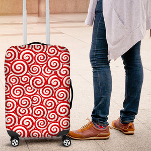 Red and White Candy Spiral Lollipops Pattern Luggage Covers