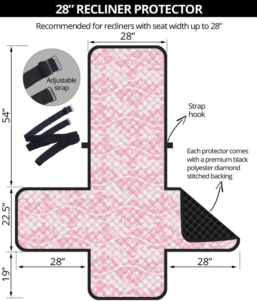 Sakura Pink Pattern Recliner Cover Protector