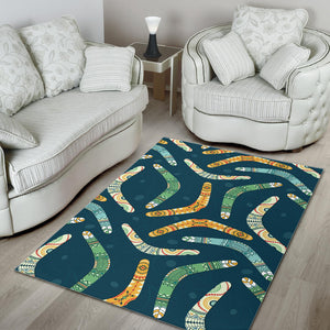 Boomerang Aboriginal Pattern Dark Background Area Rug