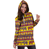 Rhino African Afro Dashiki Adinkra Kente Ethnic Motifs Women Hoodie Dress