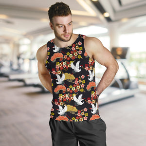 Japanese Crane Pattern Men Tank Top