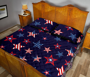 USA Star Pattern Theme Quilt Bed Set