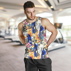 Toucan Leaves Flower Pattern Men Tank Top