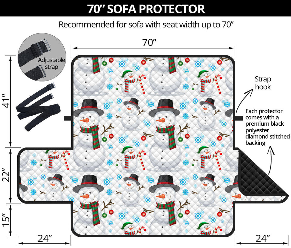 Snowman Pattern Background Sofa Cover Protector