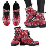 Snowman Sweater Printed Pattern Leather Boots