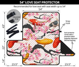 Colorful Koi Fish Carp Fish and Sakura Pattern Loveseat Couch Cover Protector