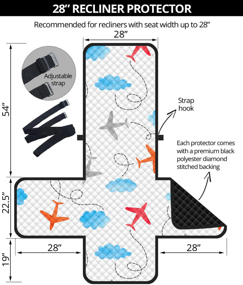 Airplane Cloud Pattern Recliner Cover Protector