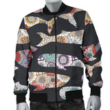 Whale Flower Tribal Pattern Men Bomber Jacket