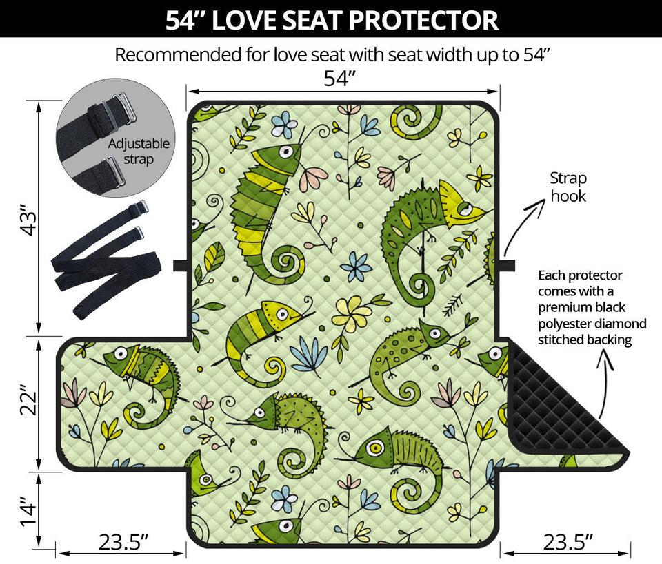 Cute Chameleon Lizard Pattern Loveseat Couch Cover Protector