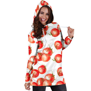 Tomato Water Color Pattern Women Hoodie Dress