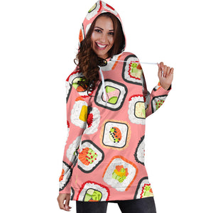 Sushi Roll Pattern Women Hoodie Dress