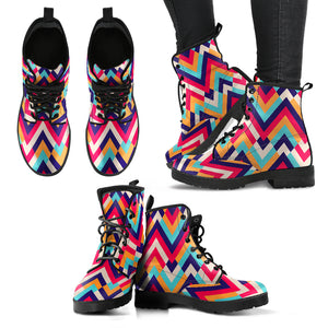 Zigzag Chevron Pattern Background Leather Boots