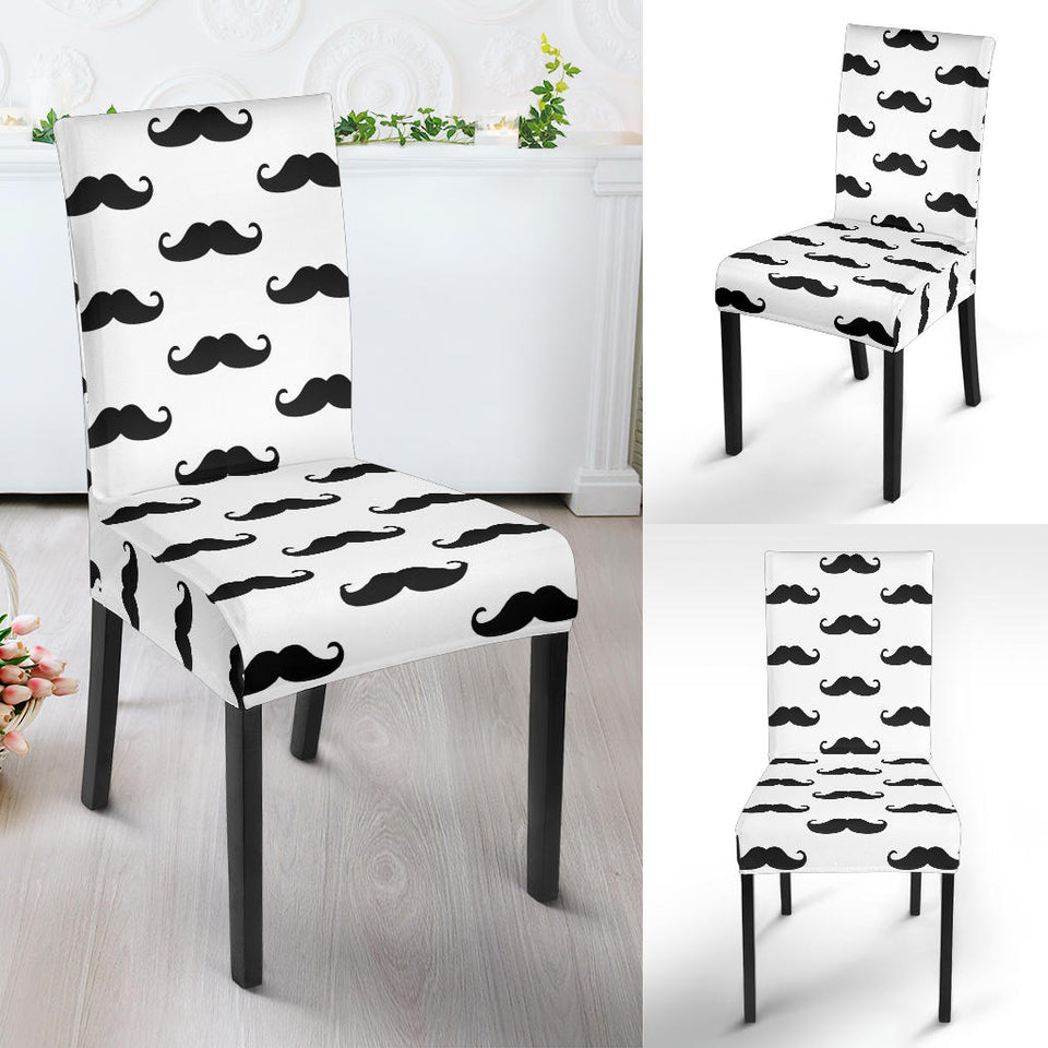 Mustache Beard Pattern Print Design 05 Dining Chair Slipcover