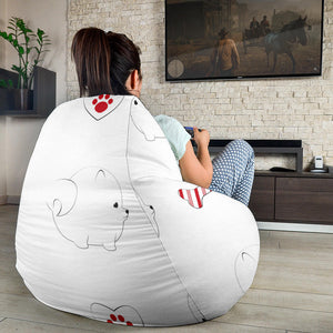 White Pomeranian Pattern Bean Bag Cover