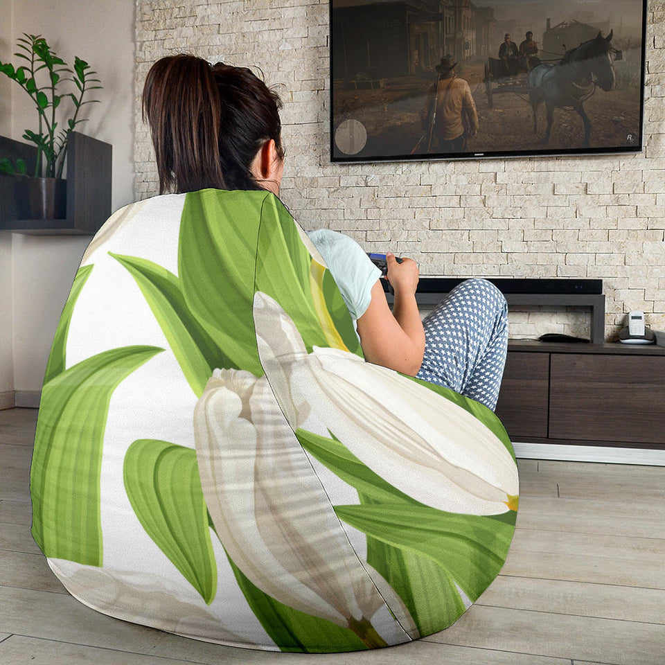 White Tulip Pattern Bean Bag Cover