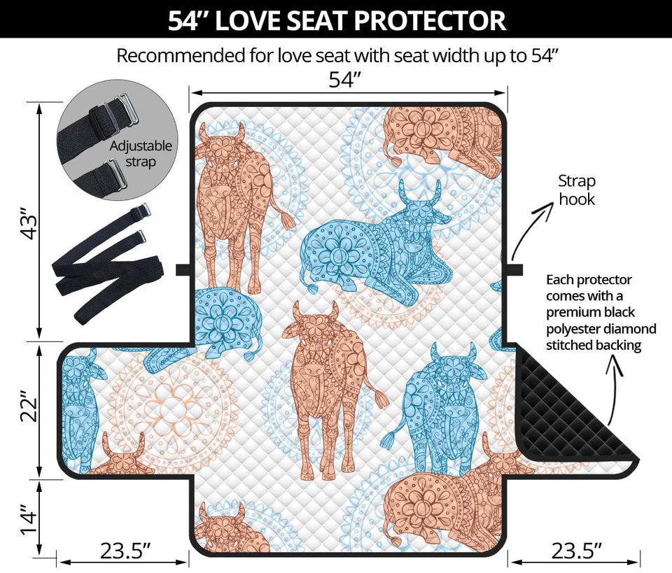 Cow Tribal Pattern Loveseat Couch Cover Protector