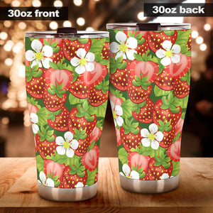 Strawberry Leaves Flower Pattern Tumbler